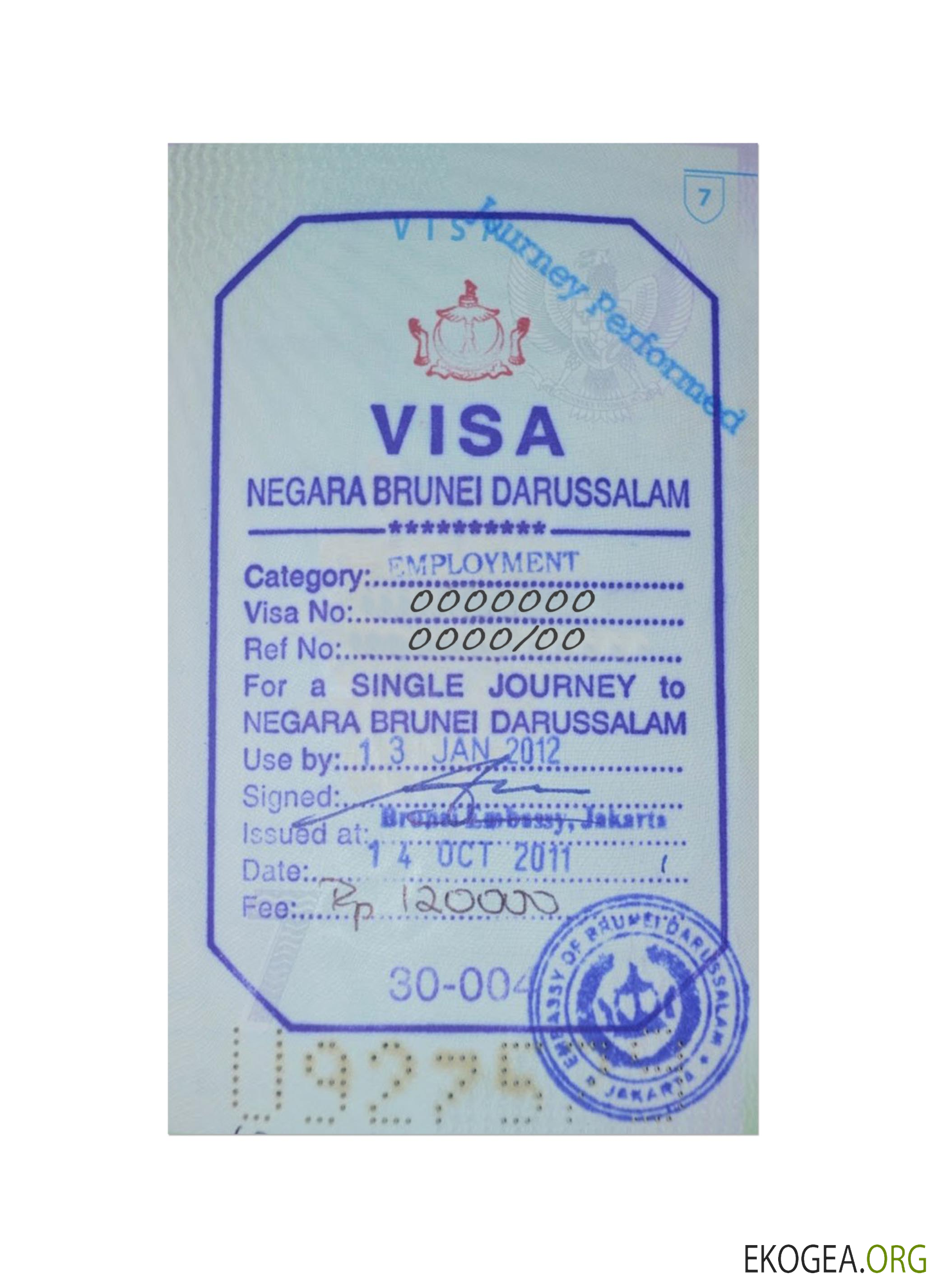 Visa timbre BRUNEI